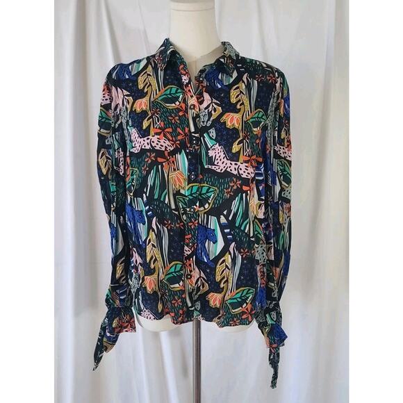 Anthropologie Maeve Masha Volnova Jungle Daydream Carmiel Button Down Shirt US 4 - Picture 4 of 14